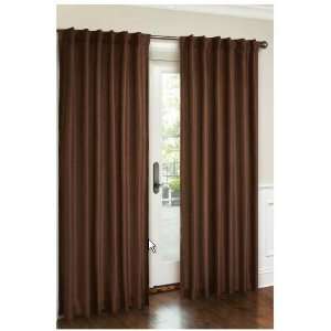 Canopy Faux Silk Interlined Energy Efficient Curtain Panel, Brown Clay 