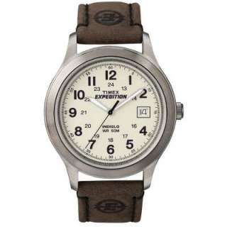 Timex Mens T49870 Expedition Brown leather strap Watch (NEW)  