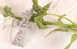 Cross pendant necklace Swarovski Clear Crystal G26  