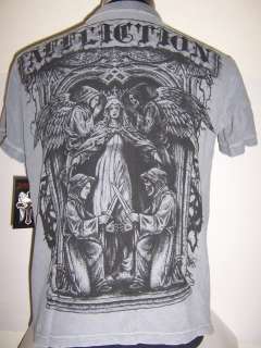 AFFLICTION MENS LIFE & DEATH POLO GRAY SIZE M  