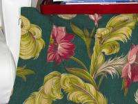 Early 1930s Florida Plumes on Dark Green Vintage Barkcloth Fabric 