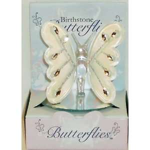 April Birthstone Glass Butterfly
