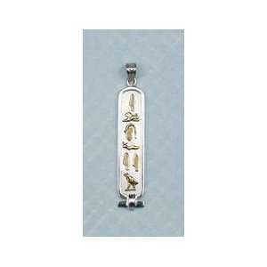   Cartouche Pendant with I LOVE YOU in 18K Gold Hieroglyphic Symbols