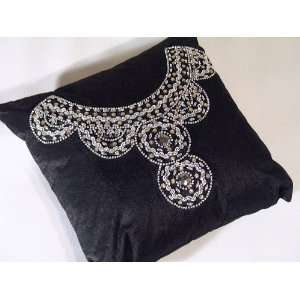 Black Beaded Decorative Indian Decor Sofa Pillow 14 