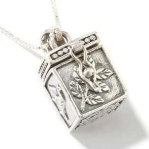  Sterling Silver Peace Box Charm Pendant w/ Chain: Jewelry