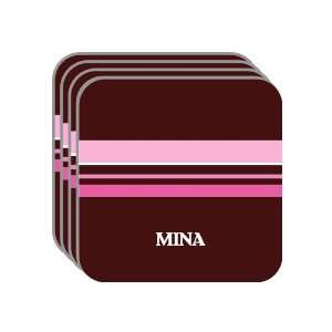 Personal Name Gift   MINA Set of 4 Mini Mousepad Coasters (pink 