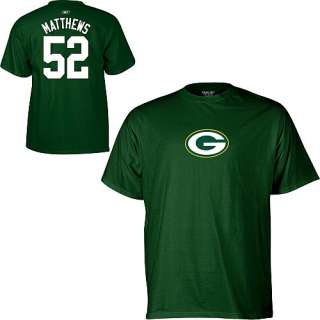 Reebok Green Bay Packers Clay Matthews Name & Number T Shirt    