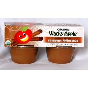Wacky Apple Organic Cinnamon Applesauce, 4 pack, 4 oz. Cup (Pack of 12 