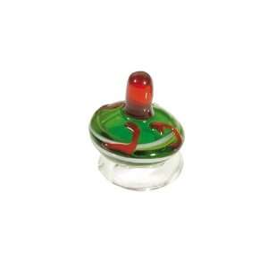   Exclusive Glass Dreidel with Green and Red Design 