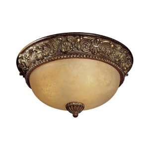   Walnut Flush Mount Ceiling Fixture with Aged Champagne Glass 959 126