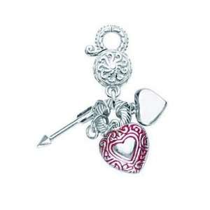  Sterling Silver Heart Arrow Key Charm Jewelry