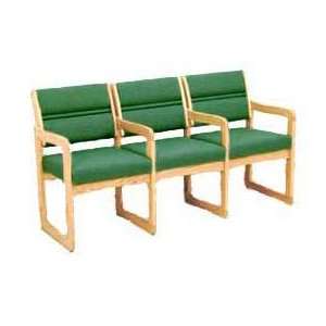  3 Seater Reception Sofa With 4 Armrests Light Oak Green 