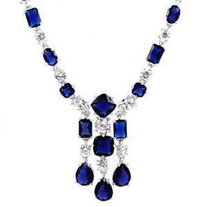    Medinas Fancy Sapphire CZ Cubic Zirconia Necklace: Jewelry