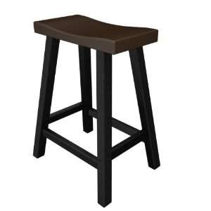 Pack of 2 Recycled Maui Counter Bar Stools   Black with Espresso Brown 