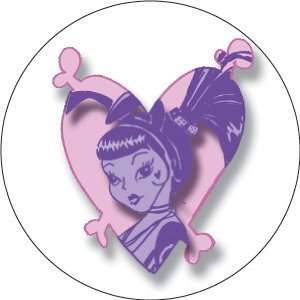 Miss Kitty Heart & Crossbones Button B MK 0007