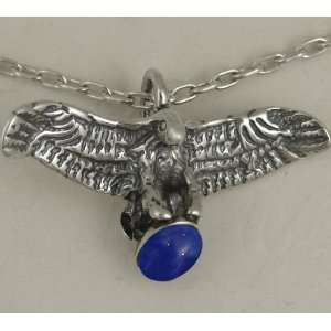   Eagle Pendant Accented with a Genuine Lapis Lazuli Gemstone Jewelry