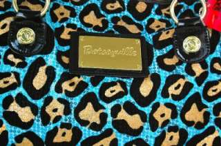 NWT Betsy Johnson Betsyville Cheetah Sequin Satchel Handbag Gold 