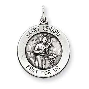  Sterling Silver Antiqued Saint Gerard Medal Jewelry