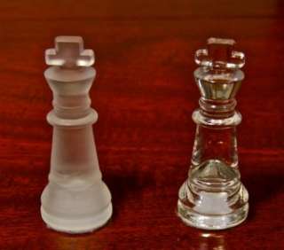 Glass Chess set 14x14 board 32 Clear/Frosted pieces  