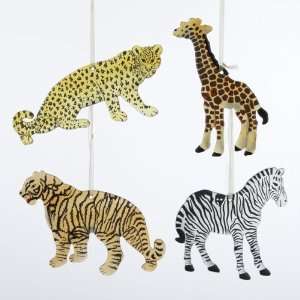   Leopard, Giraffe, Tiger and Zebra Christmas Ornaments