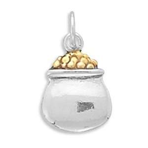  Sterling Silver/gold Plated Pot Of Gold Charm Measures 12 