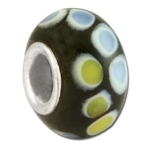  13mm Black with Blue and Yellow Dots Large Metal Hole 