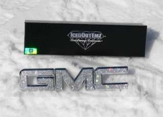 Clear Iced Out Emz GMC chrome Swarovski grille emblem  