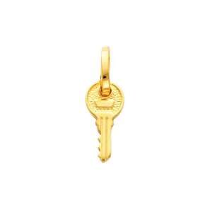   Yellow Gold Tiny Key Charm Pendant: The World Jewelry Center: Jewelry