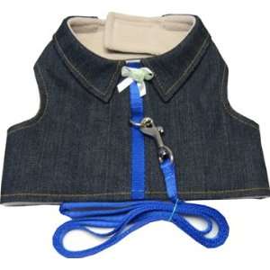  Blue Denim Jacket Soft Harness (With Leash) *X small*: Pet 