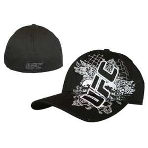  UFC Black Skull Crest Flex Fit Hat