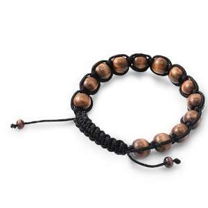   Light Wood W/ Black String   Bead Size: 10mm, Adjustable Length   Bead