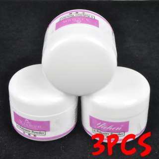 3x Crystal Polymer Powder Acrylic Nail Art Manicure KIT (Pink,White 