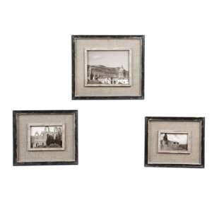   Kalidas, Photo Frames, S/3 Distressed Black Frame With Gray Undertones
