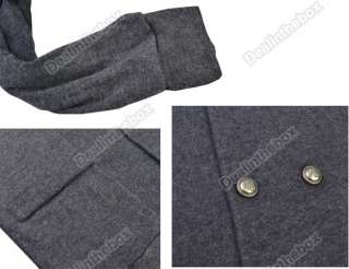 New Mens Casual Stylish Wool V Neck Slim Fit Double Breasted Coat 2 