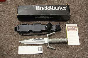 87 97 Buckmaster 184 w/Original Box+Papers+Sheathe Silver Survival 