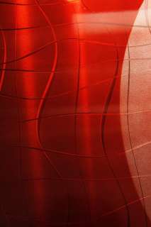 Hand Painted Red Modern Abstract Metal Wall Art Decor Crimson Moon 