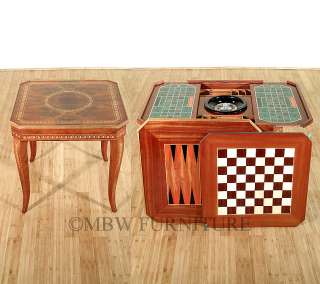 Vintage Mahogany Roulette Chess Backgammon Convertible Game Table 
