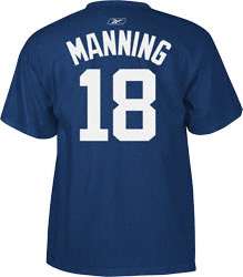 Peyton Manning Blue Reebok Name and Number Indianapolis Colts T Shirt 