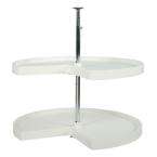 Real Solutions White 28 in. 2 Shelf Kidney Shaped Lazy Susan