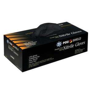 PosiShield Box Powder Free Black Nitrile Disposable Gloves 100 Count 
