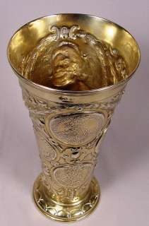 Rare Renaissance Revival Antique Silver Gilt Beaker  