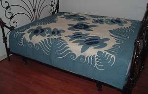 Hawaiian quilt King Size Bedspread w/2 pillow shams hand quilted/hand 