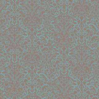   Company56 sq.ft. Brown and Blue Modern Lace Damask Effect Wallpaper