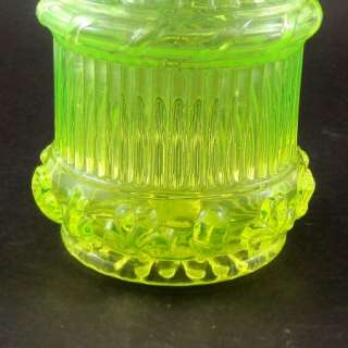 Antique Vaseline Uranium Glass Perfume Bottle Thistles Roses Shamrocks 