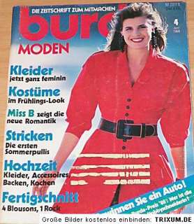 Burda Moden April 1988, Kleider,Kostüme, Hochzeit,  