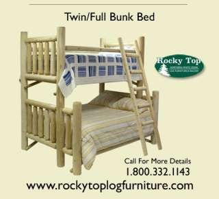 Twin/Full Log Bunk Bed, Cedar Rustic Log Furniture Beds  