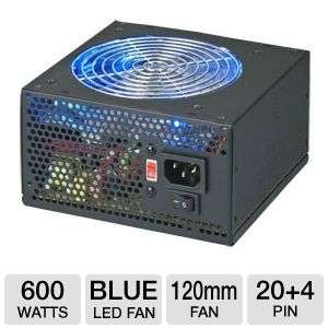 Coolmax CL 600B CL Series Power Supply   600W, 120mm Blue LED Fan at 