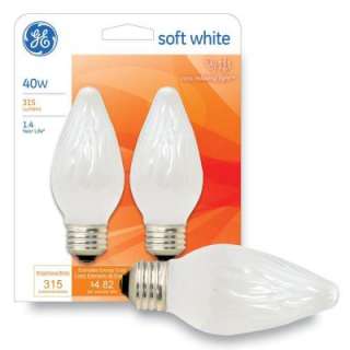 GE 40 Watt Soft White Decorative Flame Tip Incandescent Light Bulb (2 