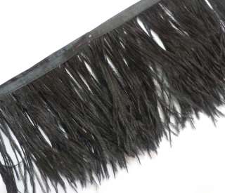 Fj1 4 6 Black Ostrich Feather fringe Trim by Yard  
