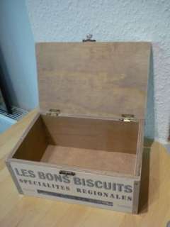 Biscuits Nantes Keks Dose Holz Kiste Box Landhaus Kekse Blech Weiß 
